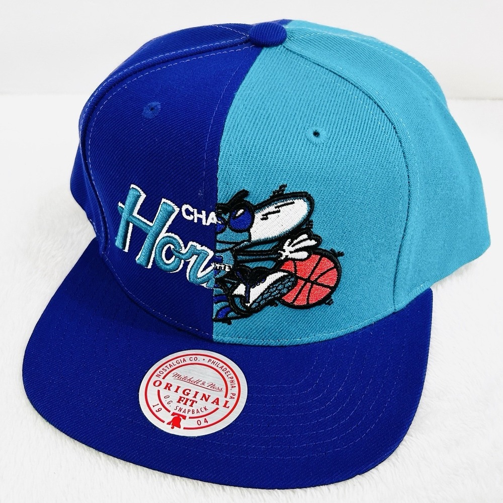 Charlotte Hornets Mitchell & Ness Split Crown Hat Cap Snapback Adjustable NBA